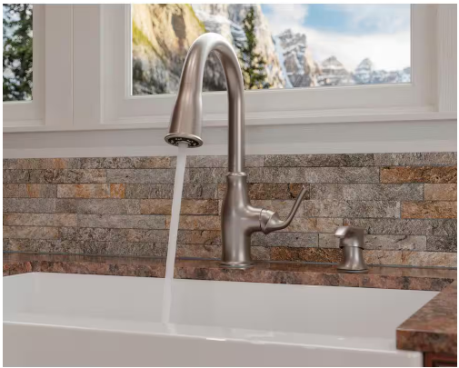 Pfister Rosslyn Single Handle Pull Down Faucet with Deckplate Included in Spot Defense Stainless Steel